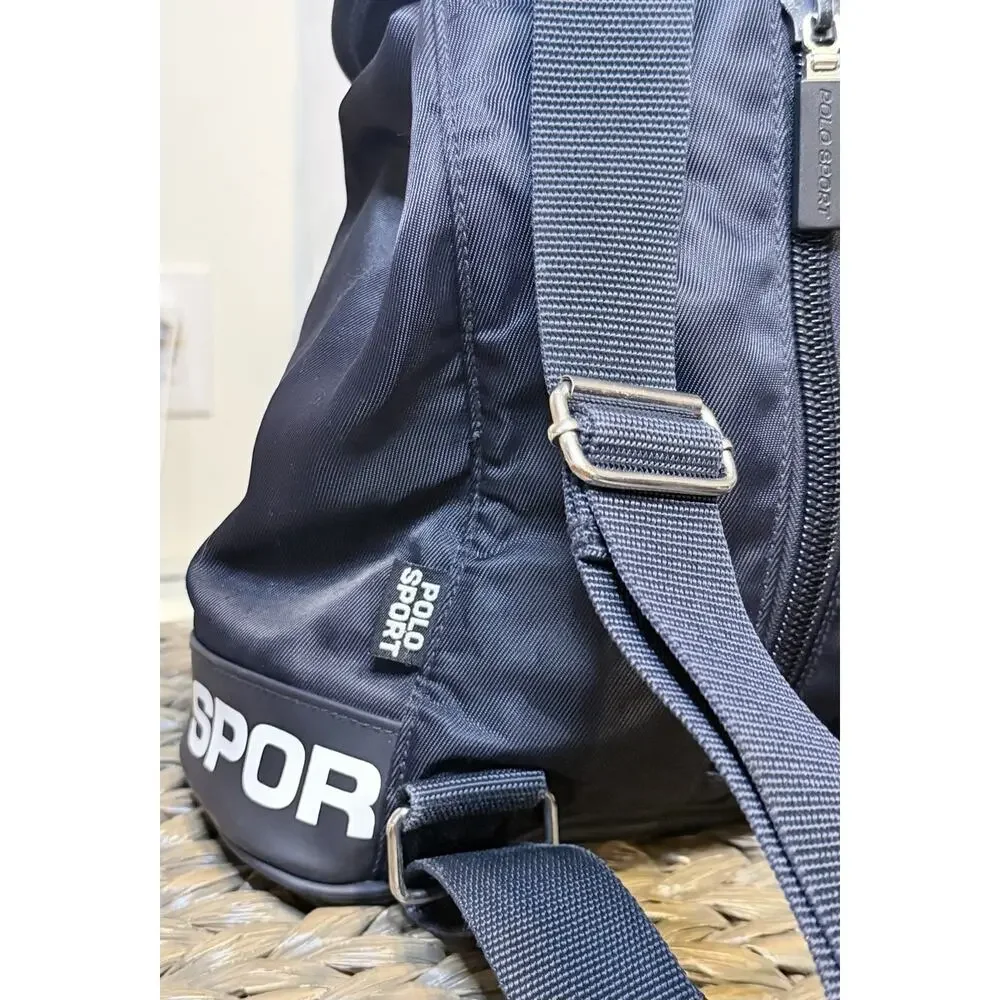 90s Vtg Polo Sport Ralph Lauren Blue Drawstring Backpack Adjustable Straps Y2K